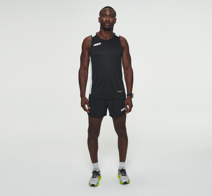 Hoka One One Mens Tops - Performance Tank - Black/Blue - ANKU28901